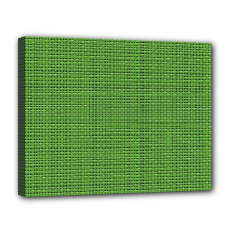 Green Knitted Pattern Canvas 14  X 11  (stretched) by goljakoff
