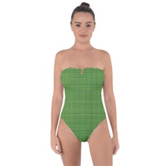 Green Knitted Pattern Tie Back One Piece Swimsuit by goljakoff