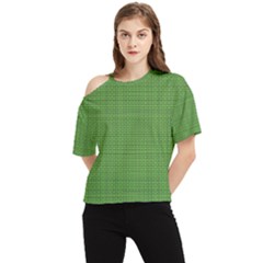 Green Knitted Pattern One Shoulder Cut Out Tee by goljakoff