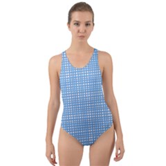 Blue Knitted Pattern Cut-out Back One Piece Swimsuit by goljakoff