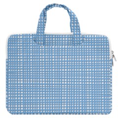 Blue Knitted Pattern Macbook Pro Double Pocket Laptop Bag by goljakoff