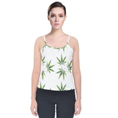 Cannabis Curative Cut Out Drug Velvet Spaghetti Strap Top by Dutashop