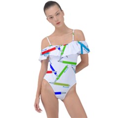 Pen Pencil Color Write Tool Frill Detail One Piece Swimsuit