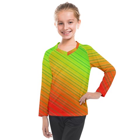 Orange Green Gradient Hunter Kids  Long Mesh Tee by Dutashop