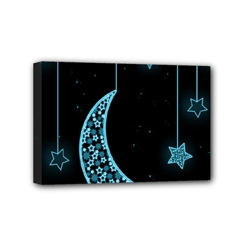 Moon Star Neon Wallpaper Mini Canvas 6  X 4  (stretched) by Dutashop