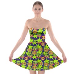 Smiley Background Smiley Grunge Strapless Bra Top Dress by Dutashop