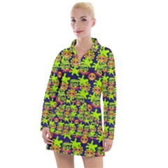 Smiley Background Smiley Grunge Women s Long Sleeve Casual Dress by Dutashop