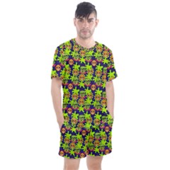 Smiley Background Smiley Grunge Men s Mesh Tee And Shorts Set