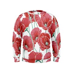 Red Poppy Flowers Kids  Sweatshirt by goljakoff