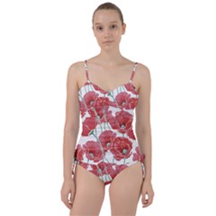 Red Poppy Flowers Sweetheart Tankini Set by goljakoff