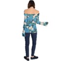 Blue flowers Off Shoulder Long Sleeve Top View2