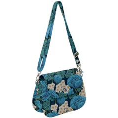 Blue Flowers Saddle Handbag by goljakoff