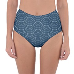 Blue Sashiko Plaid Reversible High-waist Bikini Bottoms by goljakoff