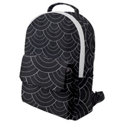 Black Sashiko Pattern Flap Pocket Backpack (small) by goljakoff