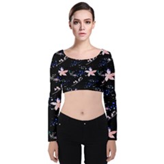 Sparkle Floral Velvet Long Sleeve Crop Top by Sparkle