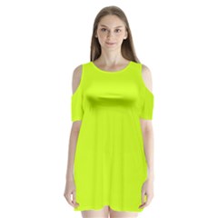 Arctic Lime Shoulder Cutout Velvet One Piece by FabChoice