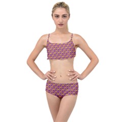 Geometric Groovy Pattern Layered Top Bikini Set by designsbymallika