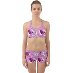 Folk Floral Pattern  Flowers Print  Back Web Gym Set by Eskimos