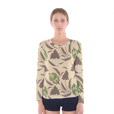 Folk Floral Pattern  Flowers Print  Women s Long Sleeve Tee by Eskimos