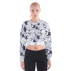 Folk Floral Pattern  Flowers Print  Cropped Sweatshirt by Eskimos