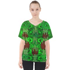 Forest Of Colors And Calm Flowers On Vines V-neck Dolman Drape Top by pepitasart