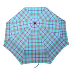 Tartan Mauve Purple Cyan Folding Umbrellas by oudeenpattern