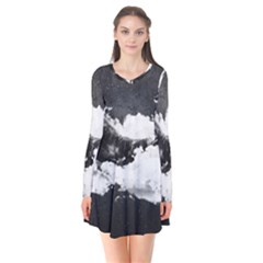 Whale Dream Long Sleeve V-neck Flare Dress by goljakoff