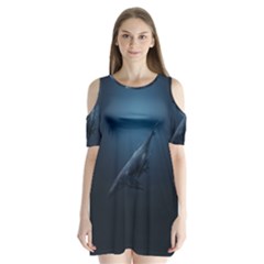 Blue Whales Shoulder Cutout Velvet One Piece by goljakoff