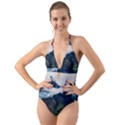 Whales peak Halter Cut-Out One Piece Swimsuit View1