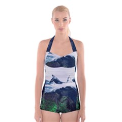 Whales Peak Boyleg Halter Swimsuit  by goljakoff