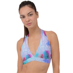 Rainbow Paint Halter Plunge Bikini Top by goljakoff