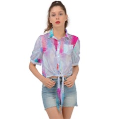 Rainbow Paint Tie Front Shirt  by goljakoff