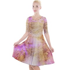 Golden Paint Quarter Sleeve A-line Dress by goljakoff