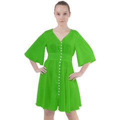 Bright Green Boho Button Up Dress by FabChoice