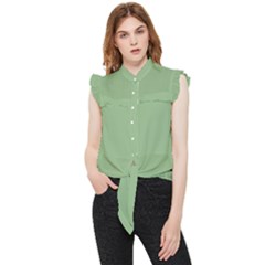 Dark Sea Green Frill Detail Shirt