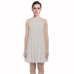 Abalone Grey Velvet Halter Neckline Dress  by FabChoice