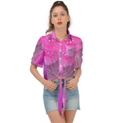 Purple Space Paint Tie Front Shirt  by goljakoff