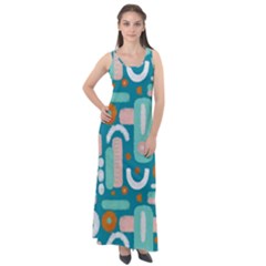 Abstract Shapes Sleeveless Velour Maxi Dress by SychEva