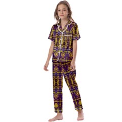 Fancy Ornate Pattern Mosaic Print Kids  Satin Short Sleeve Pajamas Set by dflcprintsclothing