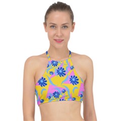 Folk Floral Pattern  Abstract Flowers Print  Seamless Pattern Racer Front Bikini Top by Eskimos