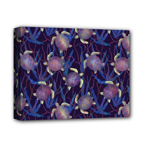 Turtles Swim In The Water Among The Plants Deluxe Canvas 14  X 11  (stretched) by SychEva