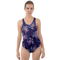 Turtles Swim In The Water Among The Plants Cut-out Back One Piece Swimsuit by SychEva