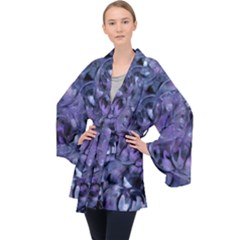 Carbonated Lilacs Long Sleeve Velvet Kimono  by MRNStudios
