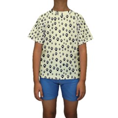 Pattern Silhoutte Paw On Yellow Kids  Short Sleeve Swimwear by JustToWear