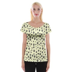 Pattern Silhoutte Paw On Yellow Cap Sleeve Top by JustToWear