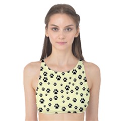 Pattern Silhoutte Paw On Yellow Tank Bikini Top by JustToWear