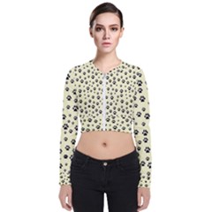 Pattern Silhoutte Paw On Yellow Long Sleeve Zip Up Bomber Jacket by JustToWear