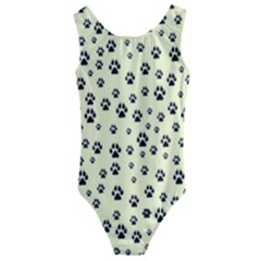 Pattern Silhoutte Paw On Yellow Kids  Cut-out Back One Piece Swimsuit by JustToWear