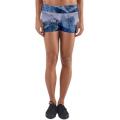 Blue Ice Mountain Yoga Shorts by goljakoff