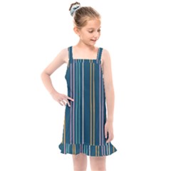 Multicolored Stripes On Blue Kids  Overall Dress by SychEva